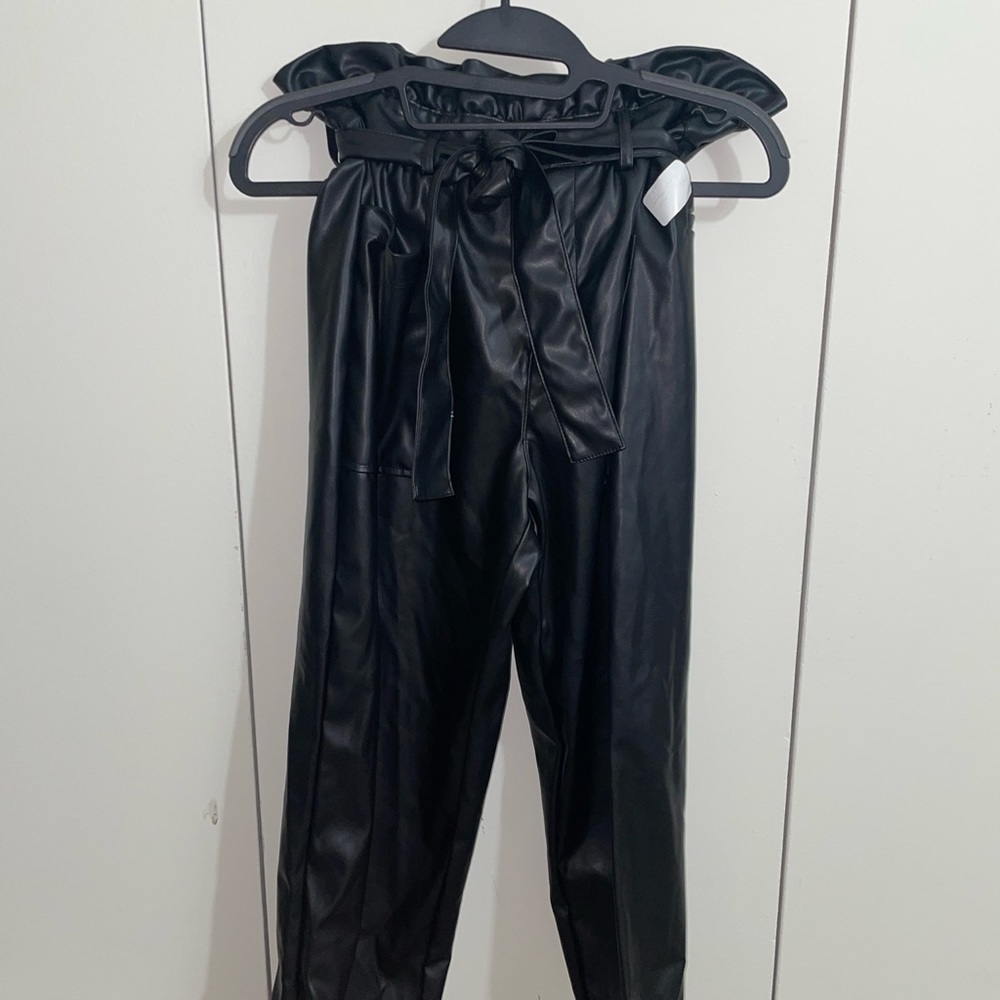 NWT Latex styled bow tie pants